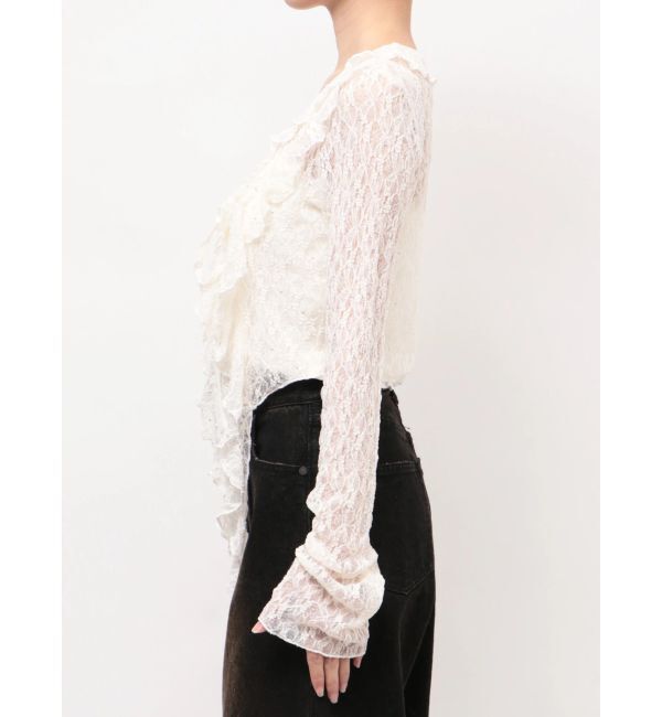 EMODA「ドットラッフルフリルクロップトップ」|Tシャツ・カットソー|