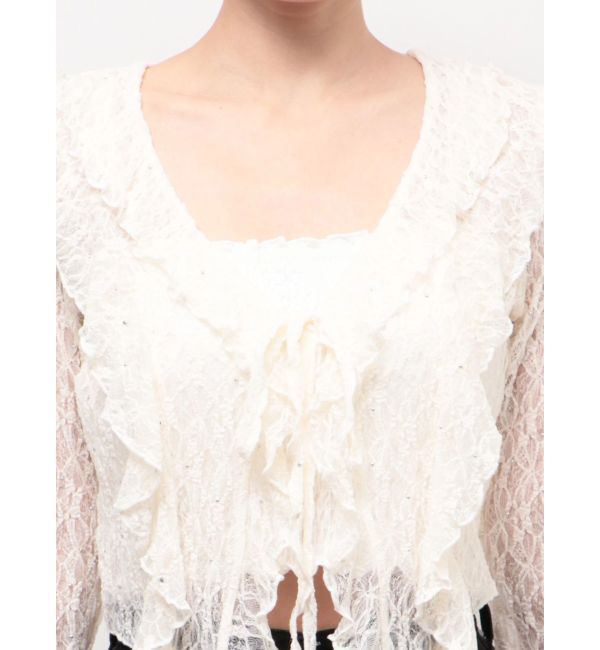 EMODA「ドットラッフルフリルクロップトップ」|Tシャツ・カットソー|