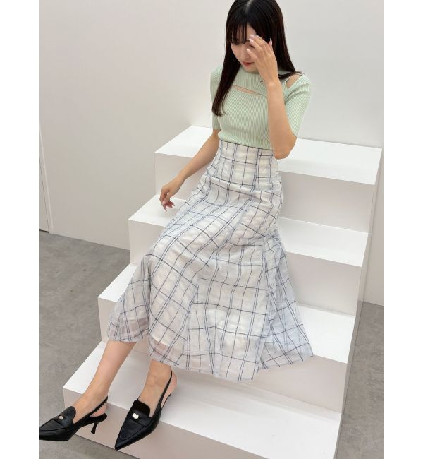 MERCURYDUO「オリジナルチュールチェックフレアスカート」|スカート|