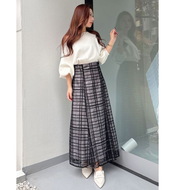 MERCURYDUO「オリジナルチュールチェックフレアスカート」|スカート|
