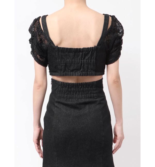 MERCURYDUO「レースレイヤードデニムトップス」|シャツ・ブラウス|