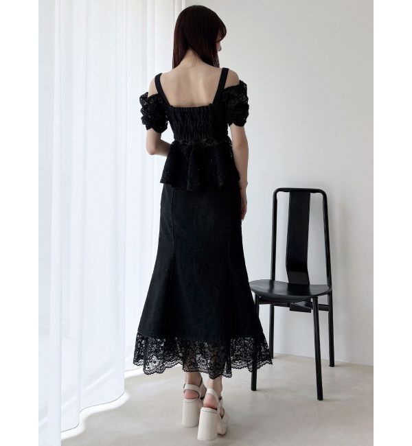 MERCURYDUO「レースレイヤードデニムトップス」|シャツ・ブラウス|