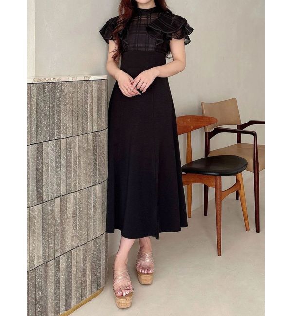 MERCURYDUO「シアーチェックラッフルドッキングワンピース」|ワンピース|