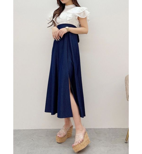 MERCURYDUO「シアーチェックラッフルドッキングワンピース」|ワンピース|