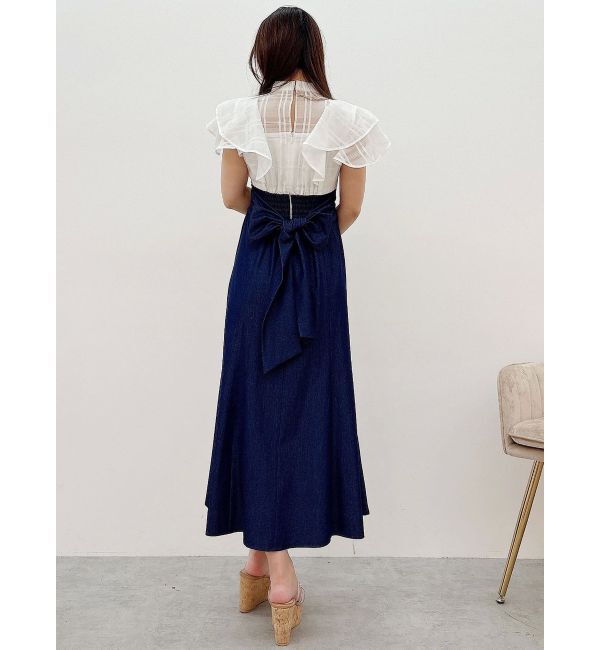 MERCURYDUO「シアーチェックラッフルドッキングワンピース」|ワンピース|