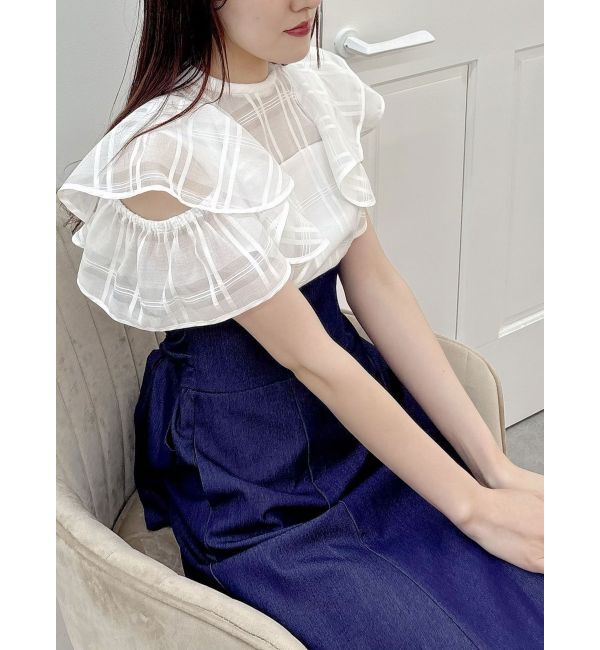 MERCURYDUO「シアーチェックラッフルドッキングワンピース」|ワンピース|