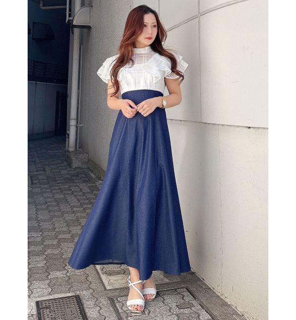 MERCURYDUO「シアーチェックラッフルドッキングワンピース」|ワンピース|