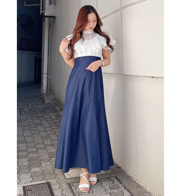 MERCURYDUO「シアーチェックラッフルドッキングワンピース」|ワンピース|