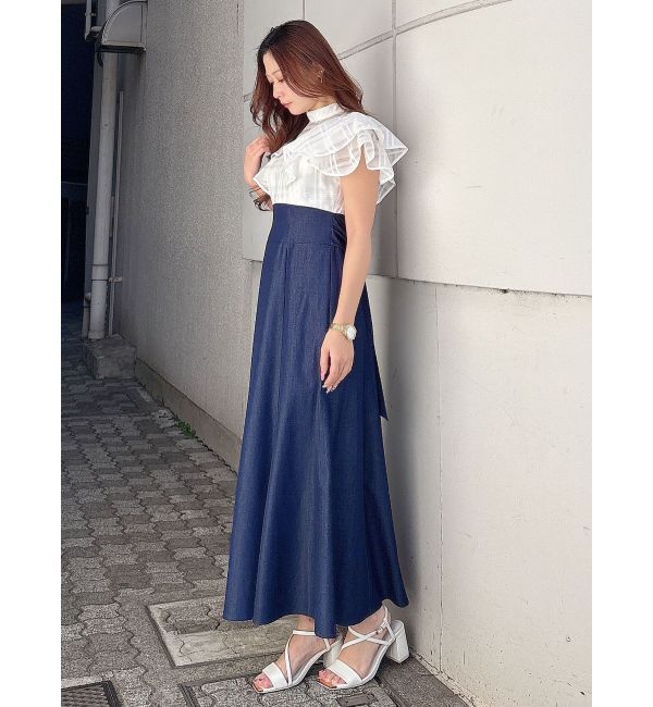 MERCURYDUO「シアーチェックラッフルドッキングワンピース」|ワンピース|