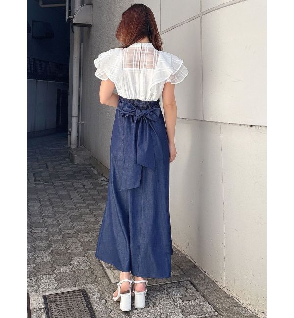 MERCURYDUO「シアーチェックラッフルドッキングワンピース」|ワンピース|