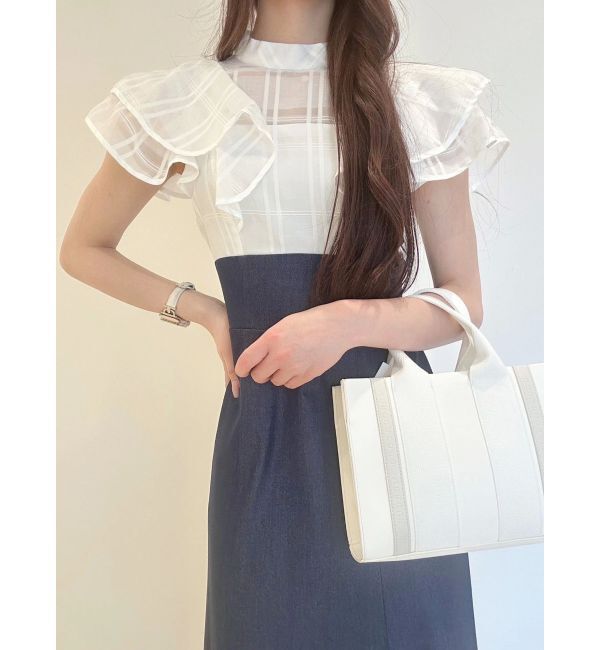 MERCURYDUO「シアーチェックラッフルドッキングワンピース」|ワンピース|