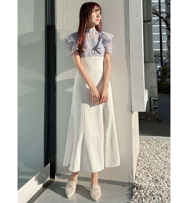 MERCURYDUO「シアーチェックラッフルドッキングワンピース」|ワンピース|