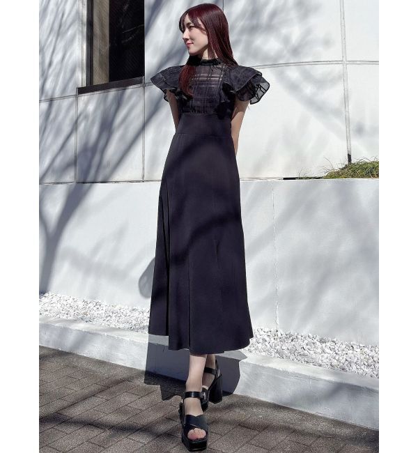 MERCURYDUO「シアーチェックラッフルドッキングワンピース」|ワンピース|