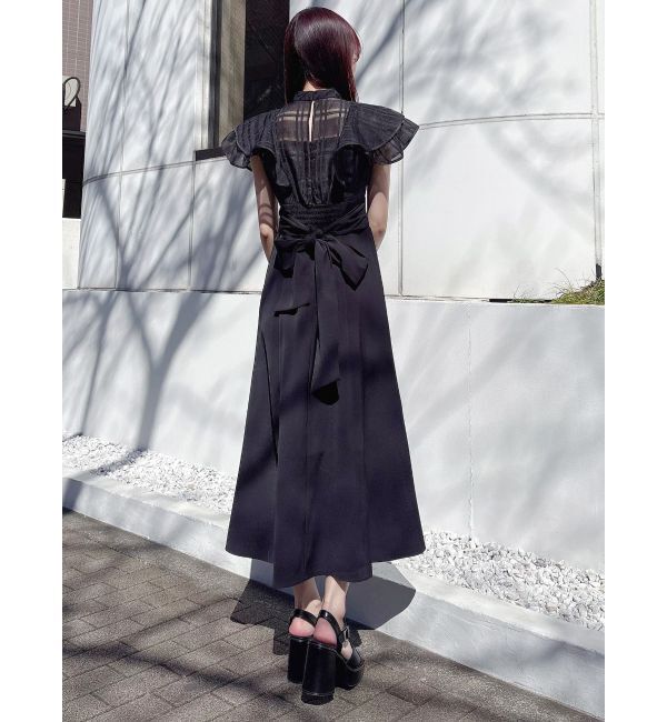 MERCURYDUO「シアーチェックラッフルドッキングワンピース」|ワンピース|