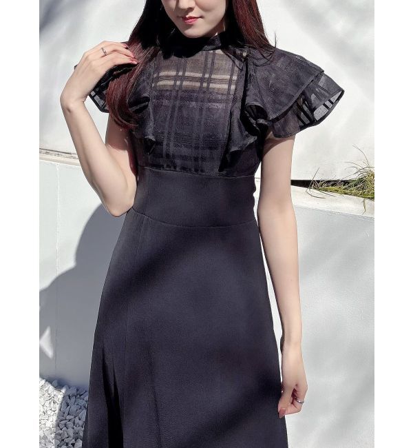 MERCURYDUO「シアーチェックラッフルドッキングワンピース」|ワンピース|