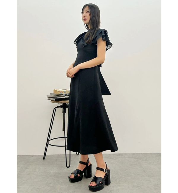 MERCURYDUO「シアーチェックラッフルドッキングワンピース」|ワンピース|