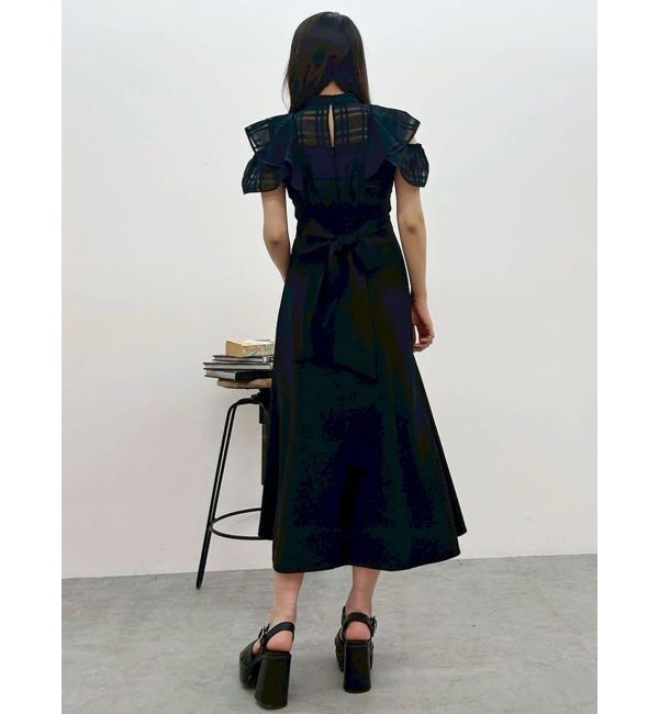 MERCURYDUO「シアーチェックラッフルドッキングワンピース」|ワンピース|