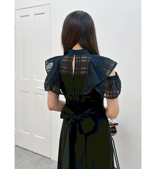 MERCURYDUO「シアーチェックラッフルドッキングワンピース」|ワンピース|