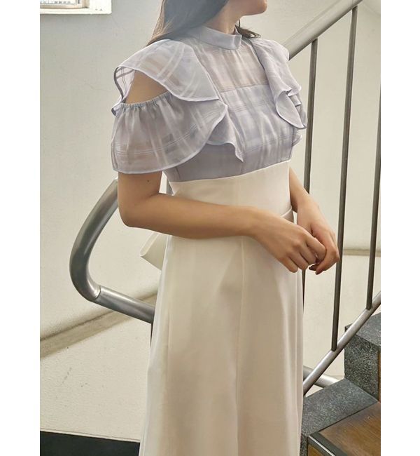 MERCURYDUO「シアーチェックラッフルドッキングワンピース」|ワンピース|