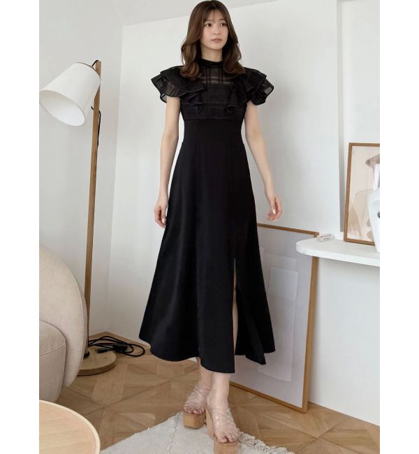 MERCURYDUO「シアーチェックラッフルドッキングワンピース」|ワンピース|