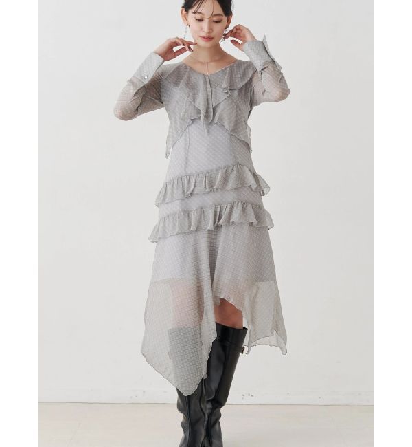MERCURYDUO「ラッフルイレヘムロングワンピース」|ワンピース|