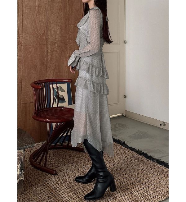 MERCURYDUO「ラッフルイレヘムロングワンピース」|ワンピース|