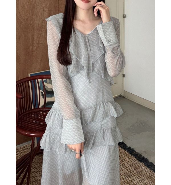 MERCURYDUO「ラッフルイレヘムロングワンピース」|ワンピース|