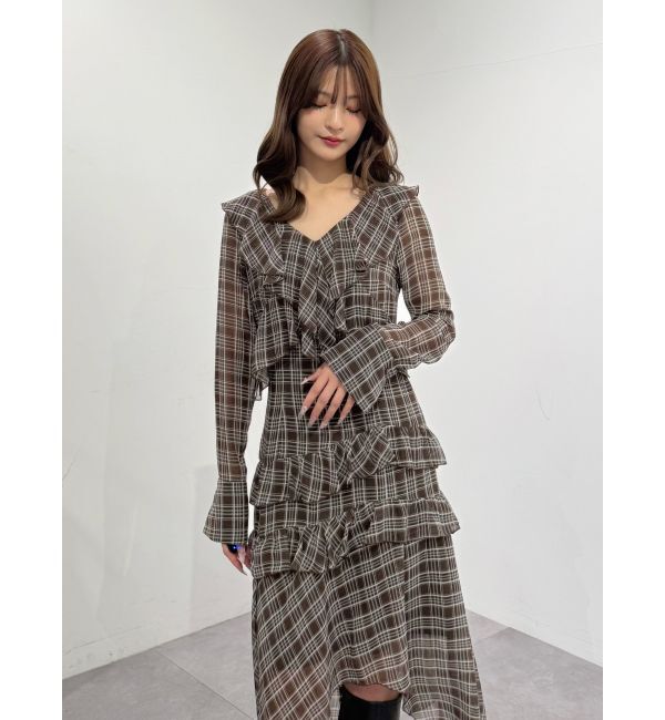 MERCURYDUO「ラッフルイレヘムロングワンピース」|ワンピース|