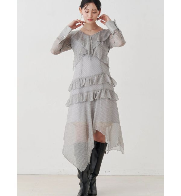 MERCURYDUO「ラッフルイレヘムロングワンピース」|ワンピース|