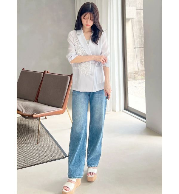 MERCURYDUO「フラワーエンブロイダリーシアージャケット」|テーラードジャケット|