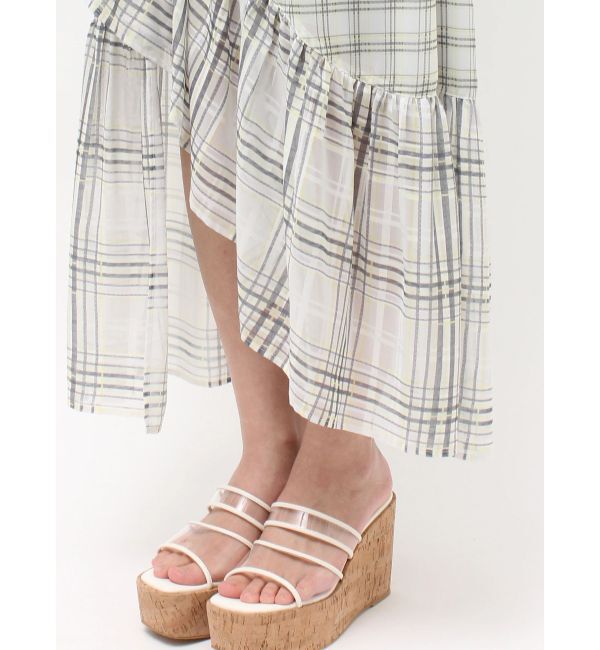 MERCURYDUO「シアーチェックイレヘムティアードスカート」|スカート|