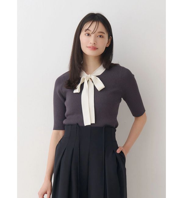 MERCURYDUO「バイカラーボウタイニット」|ニット・セーター|