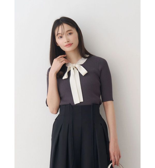 MERCURYDUO「バイカラーボウタイニット」|ニット・セーター|