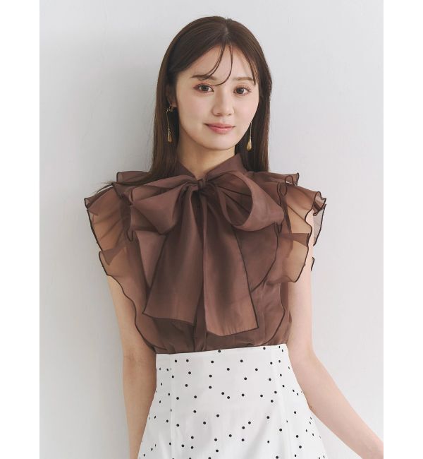 MERCURYDUO「オーガンジー配色メローブラウス」|シャツ・ブラウス|