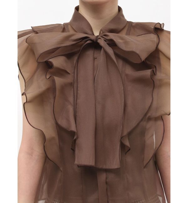 MERCURYDUO「オーガンジー配色メローブラウス」|シャツ・ブラウス|