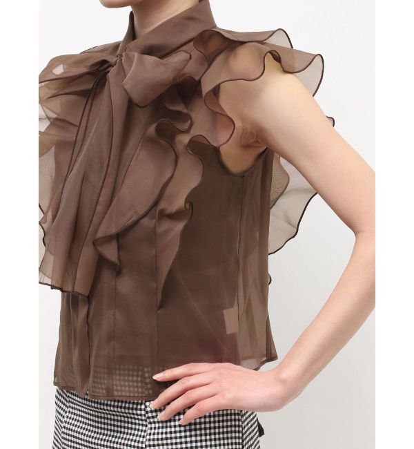 MERCURYDUO「オーガンジー配色メローブラウス」|シャツ・ブラウス|