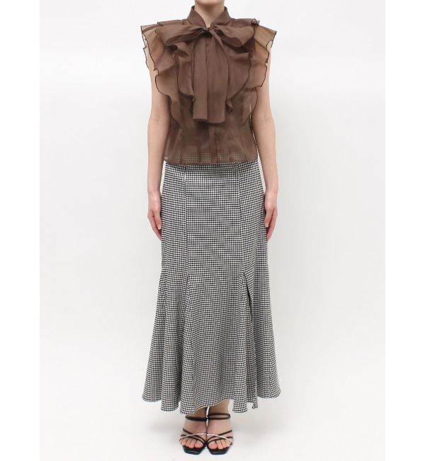 MERCURYDUO「オーガンジー配色メローブラウス」|シャツ・ブラウス|