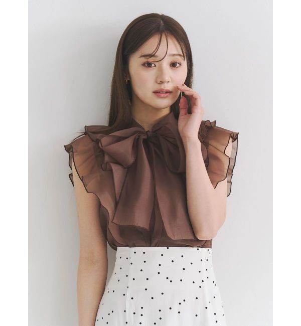 MERCURYDUO「オーガンジー配色メローブラウス」|シャツ・ブラウス|