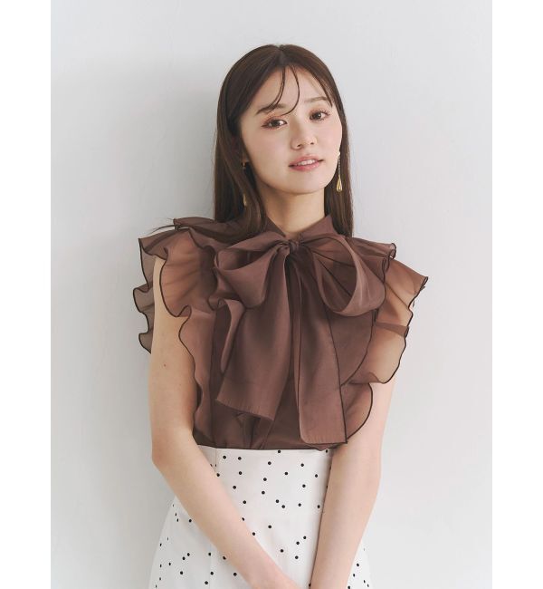 MERCURYDUO「オーガンジー配色メローブラウス」|シャツ・ブラウス|