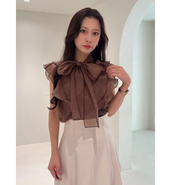 MERCURYDUO「オーガンジー配色メローブラウス」|シャツ・ブラウス|