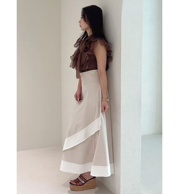 MERCURYDUO「オーガンジー配色メローブラウス」|シャツ・ブラウス|