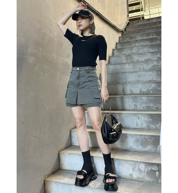 MURUA「アシメボタンデザインハーフニット」|ニット・セーター|