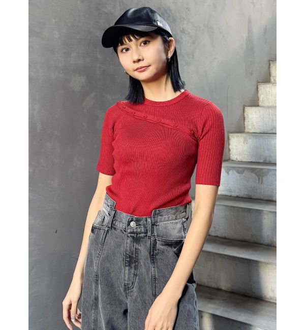 MURUA「アシメボタンデザインハーフニット」|ニット・セーター|