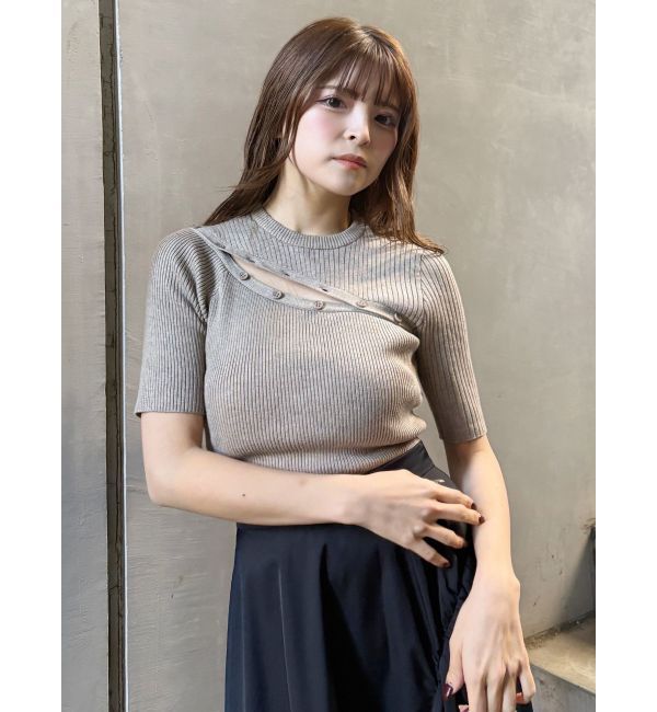 MURUA「アシメボタンデザインハーフニット」|ニット・セーター|