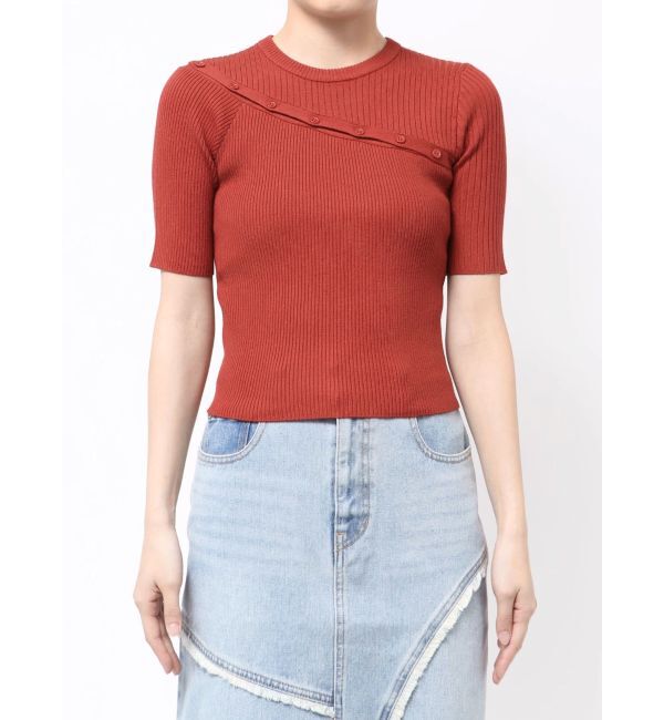 MURUA「アシメボタンデザインハーフニット」|ニット・セーター|