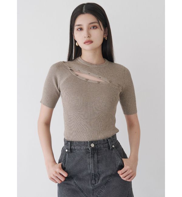 MURUA「アシメボタンデザインハーフニット」|ニット・セーター|