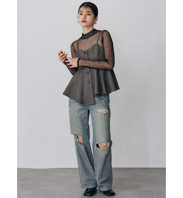 MURUA「プリーツシアーハイネックトップス」|Tシャツ・カットソー|