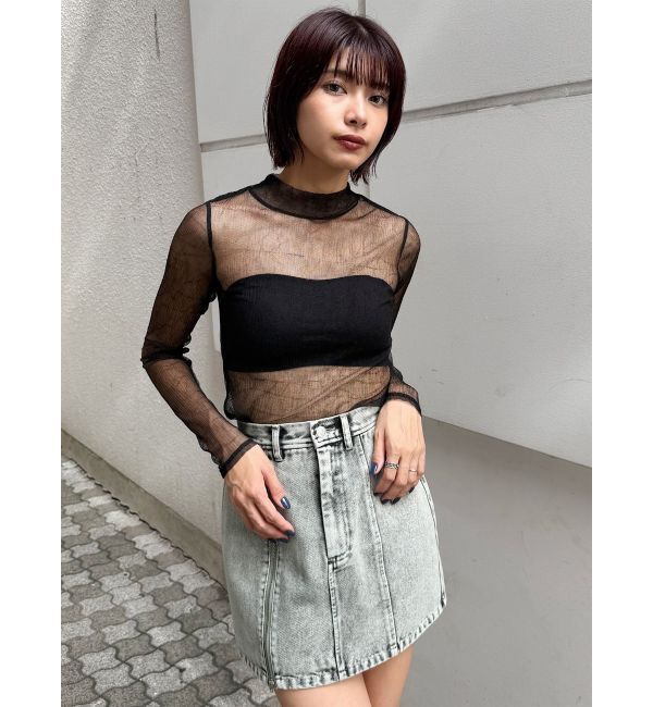 MURUA「プリーツシアーハイネックトップス」|Tシャツ・カットソー|