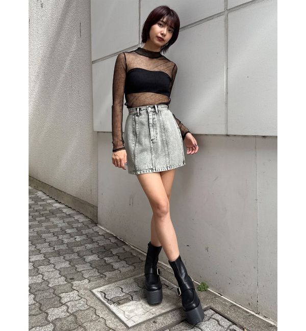 MURUA「プリーツシアーハイネックトップス」|Tシャツ・カットソー|