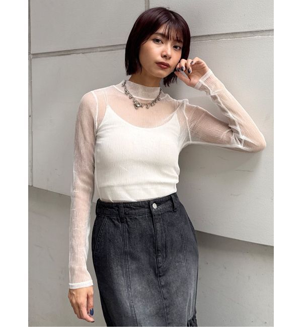 MURUA「プリーツシアーハイネックトップス」|Tシャツ・カットソー|